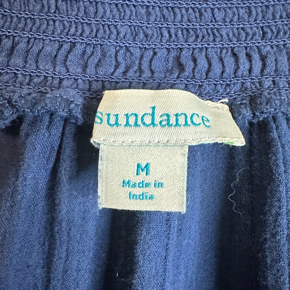 Sundance Cotton Embroidered Peasant Boho Floral Navy Boho Blouse Top Sz  Medium - Picture 12 of 17